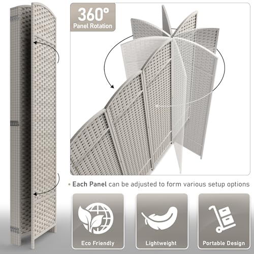 Sorbus 8-Panel Black Room Divider, 6 ft Tall Folding Privacy Screen T242
