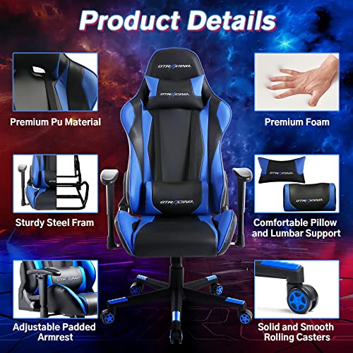 GTRACING Gaming Chair with Footrest, Blue R841