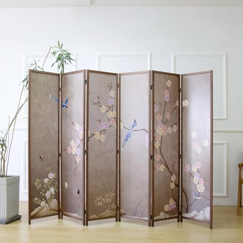 6 Panel Room Divider Screen, Double Faced, Mountain Landscape, 67" H x 94.5" W B114