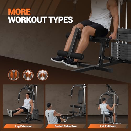 150LBS Home Gym Station with Pulley System for Full Body Strength Training Q31223