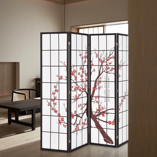 Giantex 4 Panel 6FT Room Divider, Folding Privacy Screen, White Y9239
