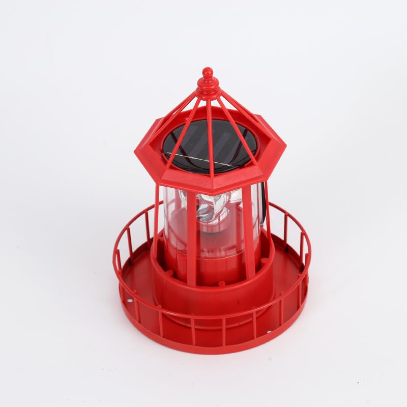 Solar Lighthouse Rotating Light IP65 Waterproof Outdoor Garden Lamp Red S6947