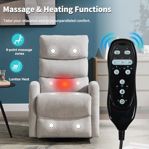 Massage Chair Recliner with Heat, Swivel Rocking, High Back Fabric Black V2333