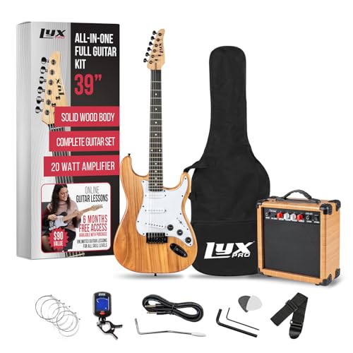 LyxPro Electric Guitar 39" Beginner Starter Kit with 20W Amp, Black B69338