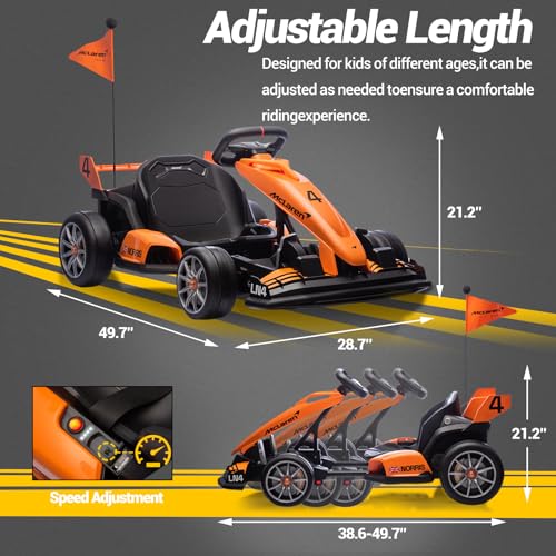 McLaren Licensed Electric Drift Kart for Kids Ages 6+, 400W, 24V Orange I986787