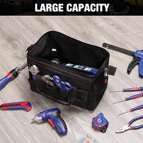 WORKPRO 16-inch Wide Mouth Tool Storage Bag with Waterproof Rubber Base L2617