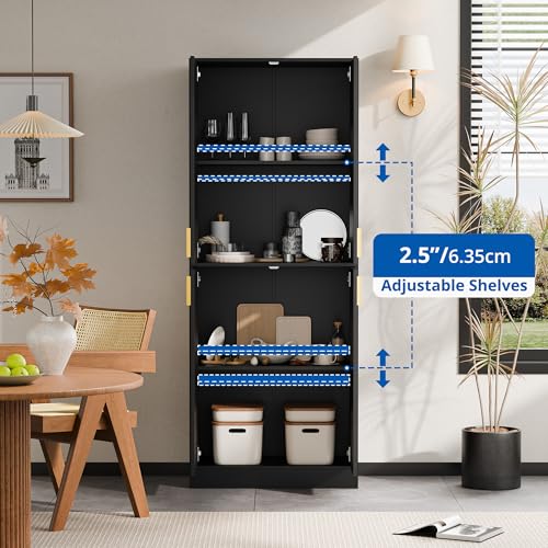 Cozy Castle 71" Tall Kitchen Pantry Cabinet with Doors and Shelves, Gray R70739