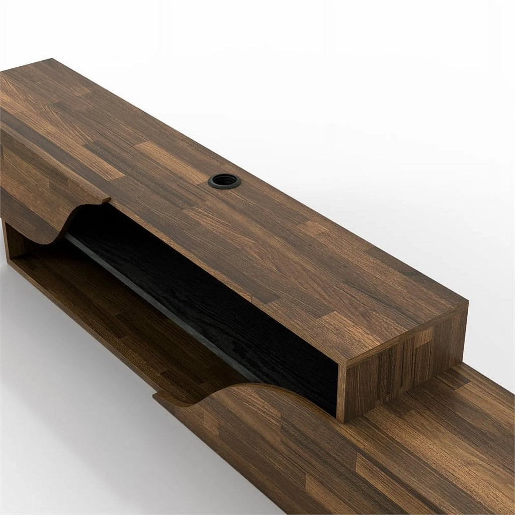 Furniture of America Hart Wood 2-Shelf Floating TV Console Brown Hickory K675