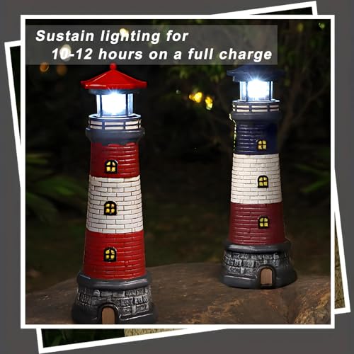 Solar Lighthouse Statue for Garden Yard Patio Decor B65450