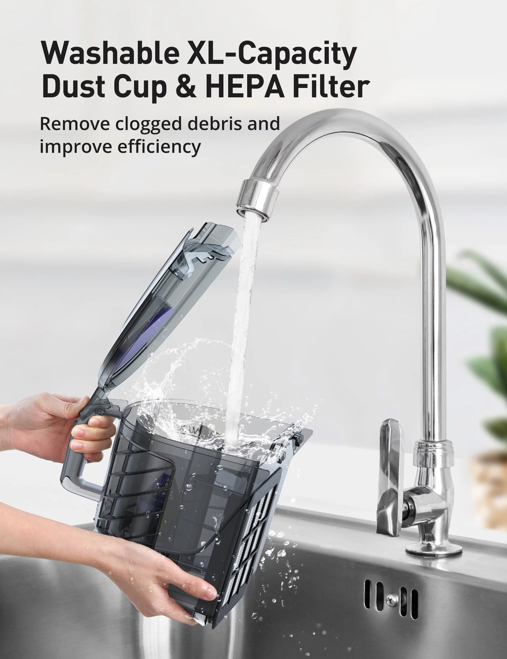 Aspiron Bagless Canister Vacuum Cleaner with Double HEPA Filter Y6978