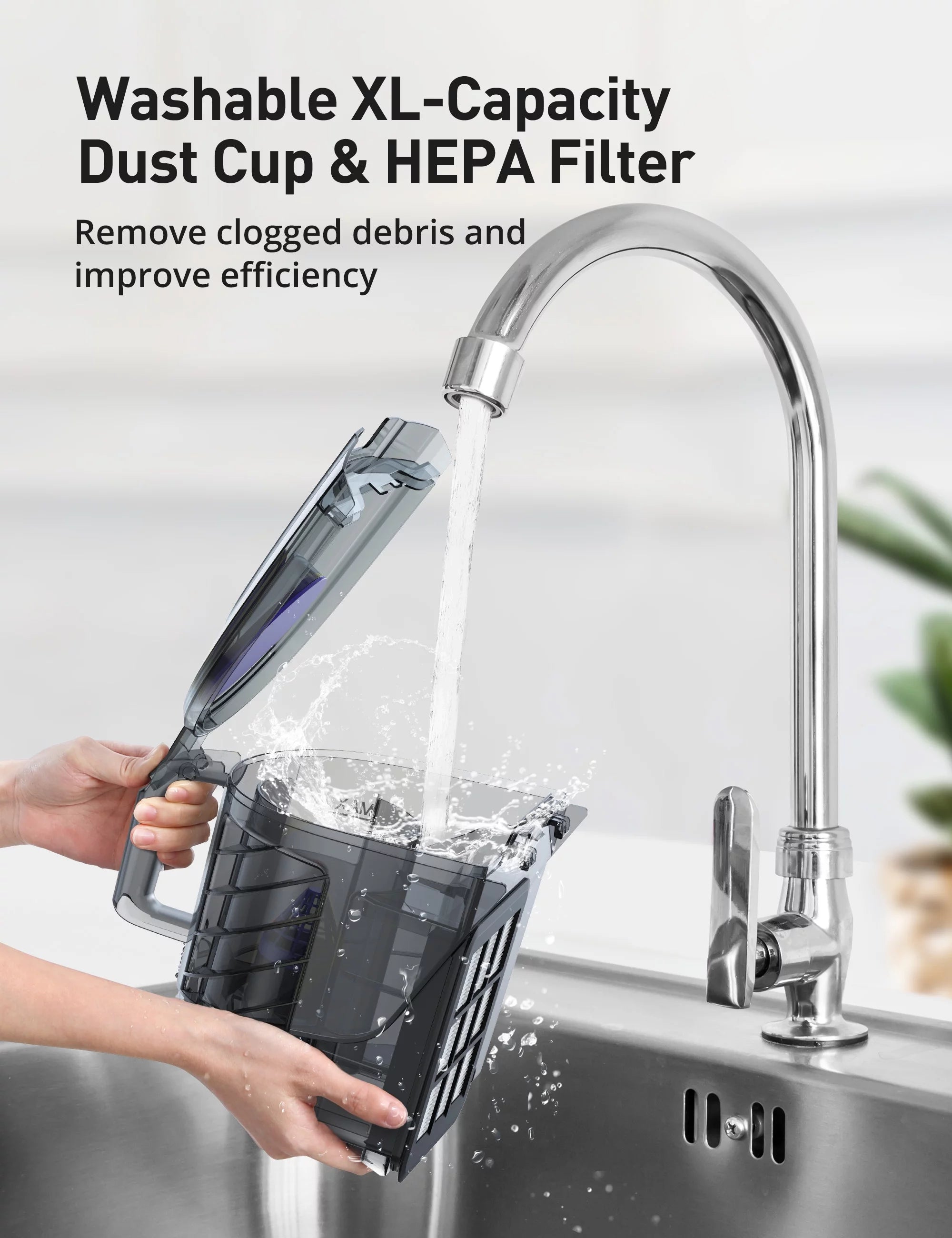 Aspiron Bagless Canister Vacuum Cleaner with Double HEPA Filter Y6978