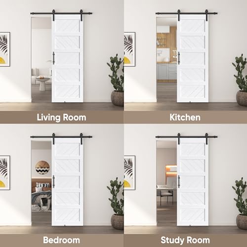 JUBEST 36" x 84" Sliding Barn Door Kit with Hardware, Black R91690