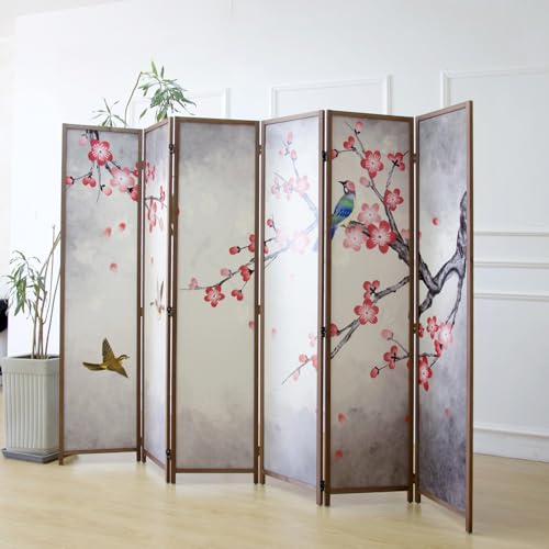 6 Panel Room Divider Screen, Double Faced, Mountain Landscape, 67" H x 94.5" W B114