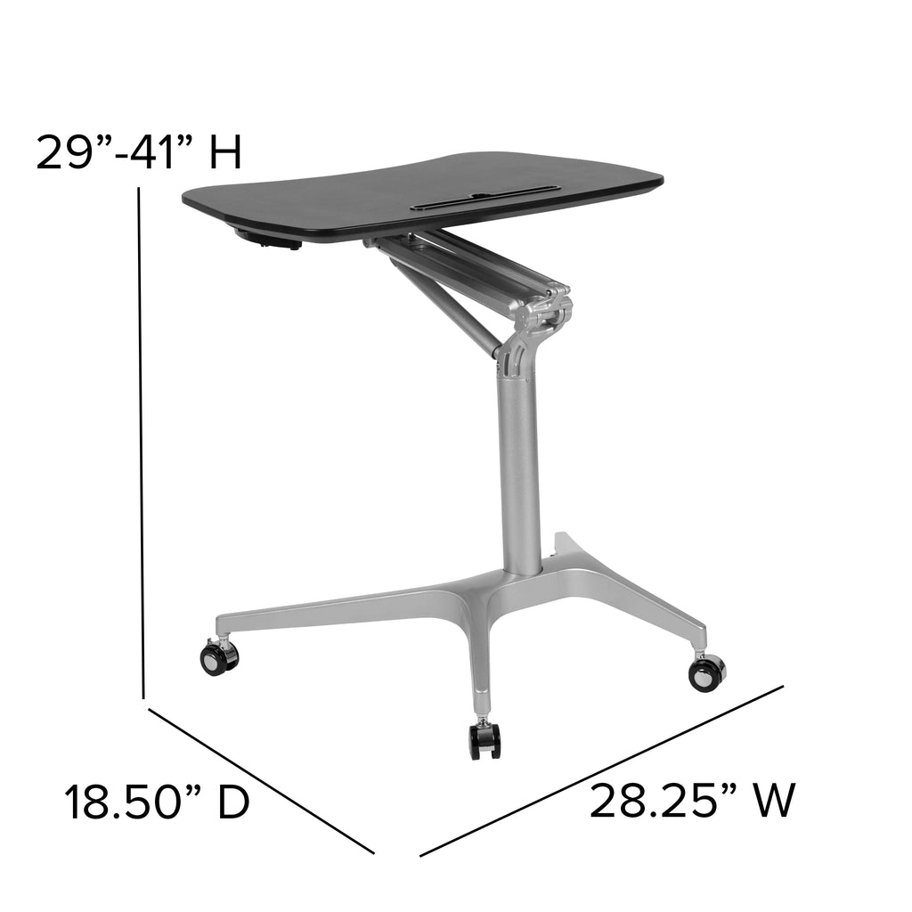 Emma + Oliver Mobile Sit-Stand Black Ergonomic Computer Desk H919