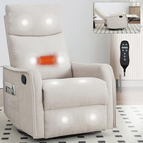 Massage Chair Recliner with Heat, Swivel Rocking, High Back Fabric Black V2333