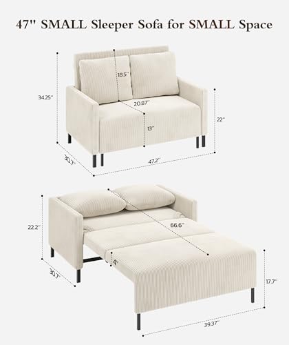 3 in 1 Convertible Sleeper Chair Sofa Bed with Adjustable Backrest, Blue M92497