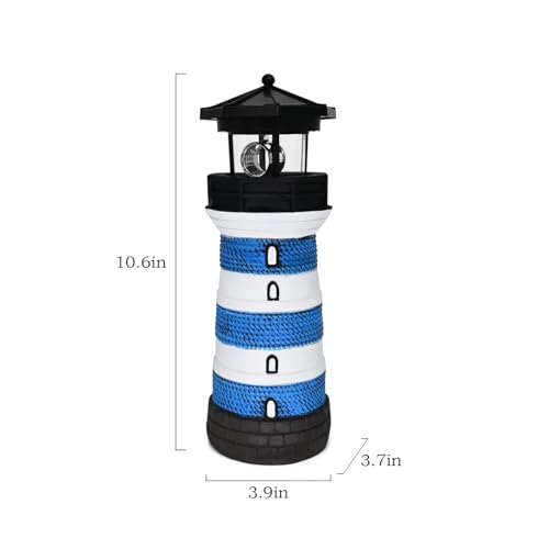 Solar Lighthouse Rotating Beacon LED Light for Yard Garden Nautical Decor K763308