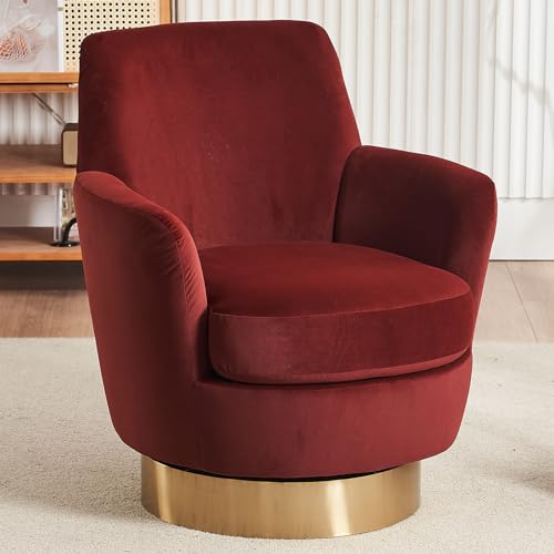 Swivel Barrel Chair Set of 2, Modern Velvet Accent Chairs, Orange P5409