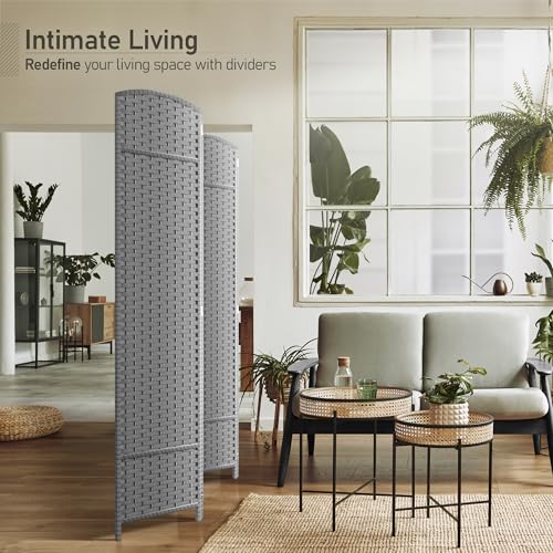 Sorbus 8-Panel Black Room Divider, 6 ft Tall Folding Privacy Screen T242