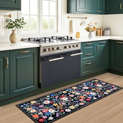 8x10 Floral Washable Area Rug for Living Room, Vintage Soft Non-Slip Carpet Z978379