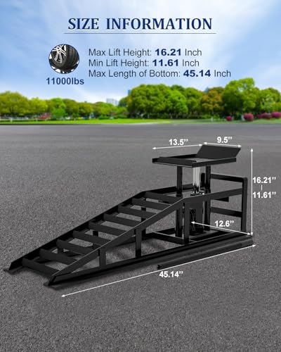 Hydraulic Car Ramps, 4-Position Adjustment, 5T Capacity, Low Profile I6327
