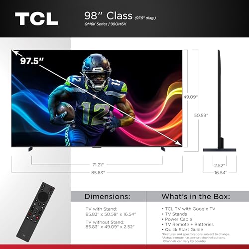 TCL 65-Inch Class QM6K Series QD-Mini LED 4K UHD Google Smart TV K982