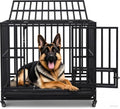 Outvita Heavy Duty Dog Crate,42" Large Metal Wire Dog Kennel, Chew Proof Dog Cage with Lockable Wheels, Plastic Try, Double Door for Medium to Large Dog Indoor