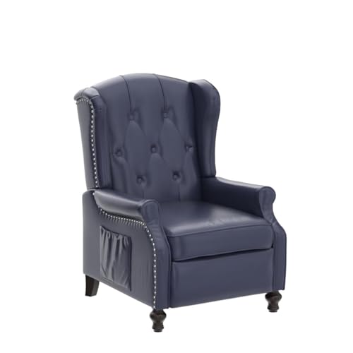 Wingback Recliner Chair with Massage and Heat, Tufted Fabric, Wooden Legs D91574
