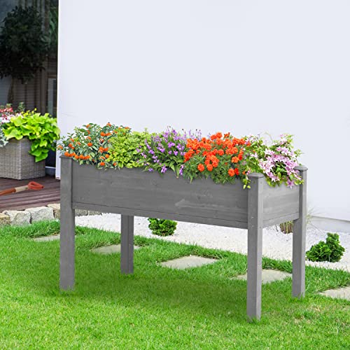 Raised Garden Bed with Legs 40x20x31 Outdoor Wood Planter Box N314255