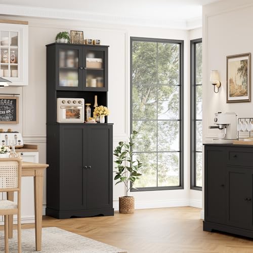 HOSTACK 71'' Tall Pantry Cabinet with Microwave Stand, White L896300