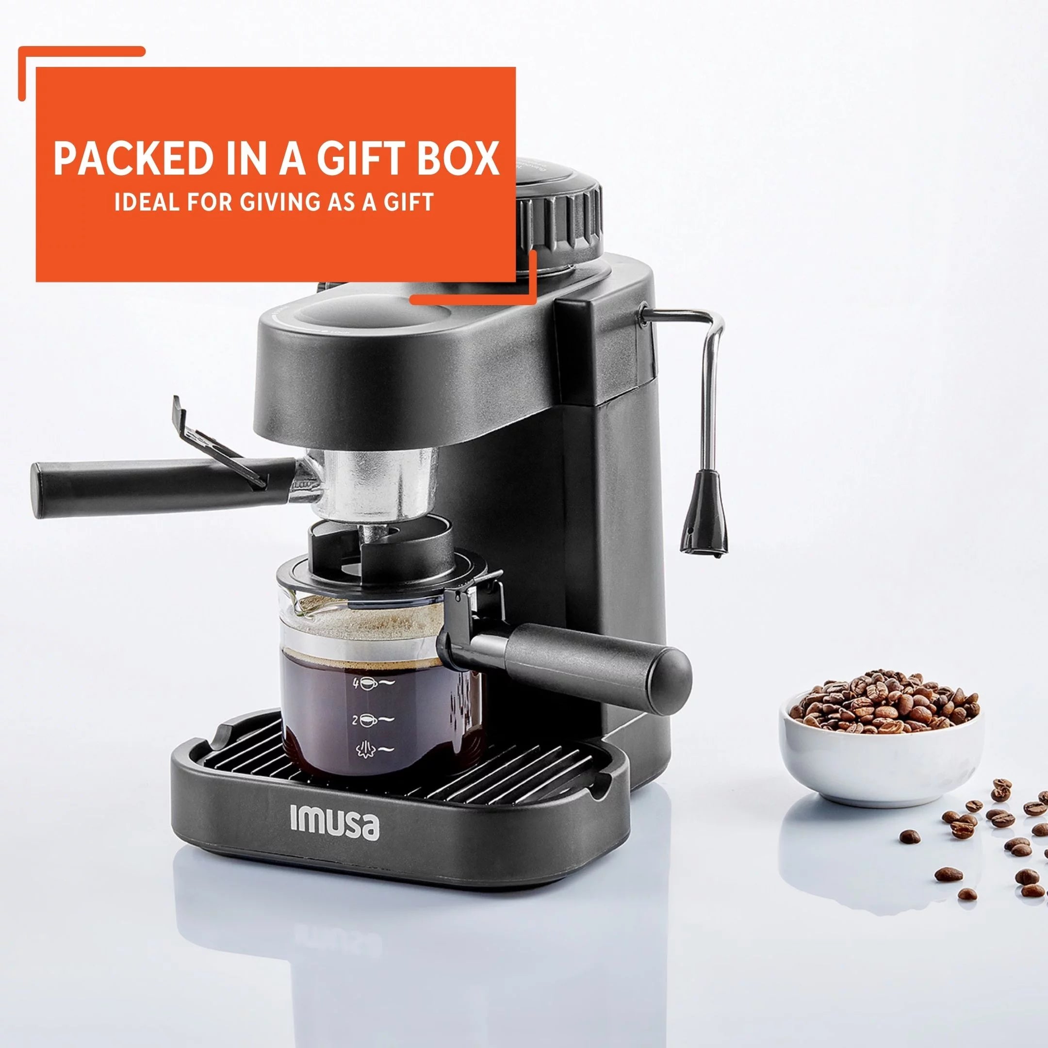 Imusa 4-Cup Electric Espresso Cappuccino Maker 800W Black V8681