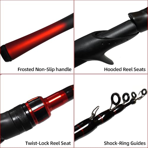 Kilitn Fishing Rod and Reel Combo, 5ft Fiberglass Telescopic Baitcasting Set B5021