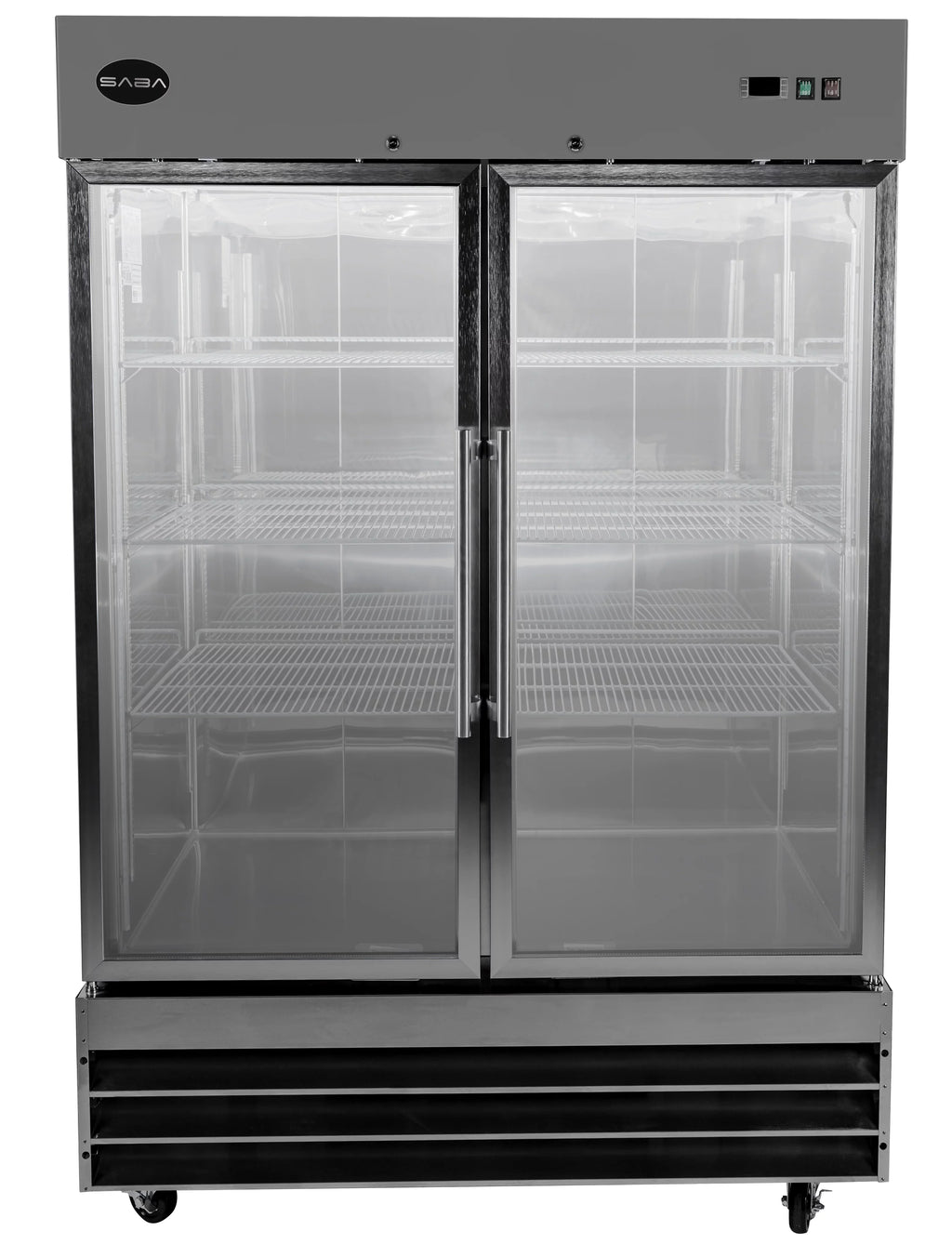 Commercial Stainless Steel 47 cu ft Glass Door Reach-In Refrigerator 2 Door E412
