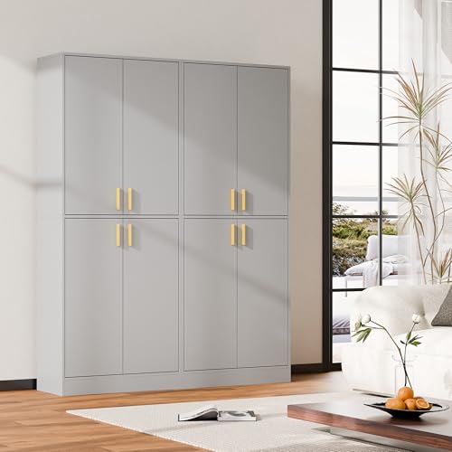 Cozy Castle 71" Tall Kitchen Pantry Cabinet with Doors and Shelves, Gray R70739