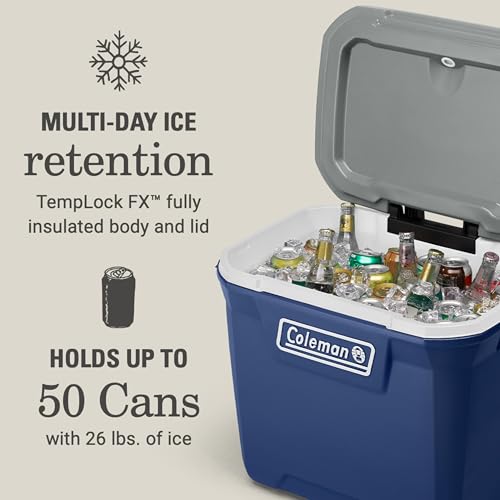 Coleman Classic Series Insulated Rolling Cooler, 65-Quart, Leak-Resistant F832