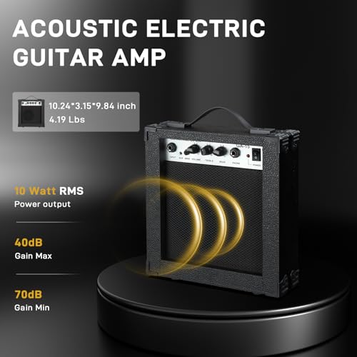 Ktaxon Full-Size Acoustic Electric Guitar with Amp, Black O1421