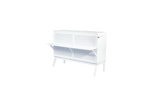 Queen Murphy Bed with Desk and Removable Shelves, USB Port, White H566492