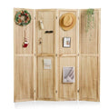 Pegboard Display 5.6Ft Wooden Room Divider Folding Privacy Screen Freestanding Wall Organizer, 4 Panels, Natural C603