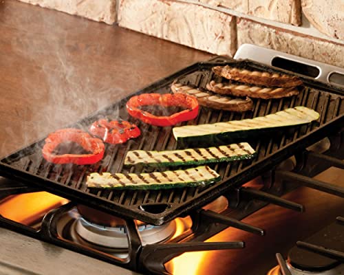 Lodge Reversible Cast Iron Grill/Griddle, 9.5 x 16.75 Inch, Pre-Seasoned U26188