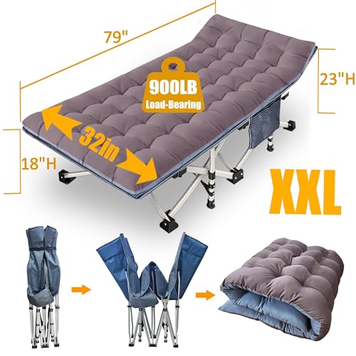 Camping Cot with Thick Pad, Folding Bed, Heavy Duty with Carry Bag I101