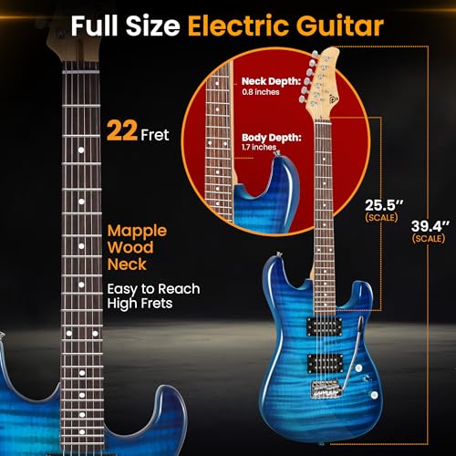 Pyle Electric Guitar Kit with Amp, 39" Blue M5028