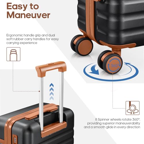 Luggage Sets 3 Piece, Carry On 20 Inch Hardside Suitcase with Spinner Wheels and TSA Lock J67858