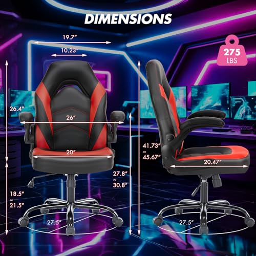 Sweetcrispy Ergonomic Gaming Desk Chair with Flip-up Armrest, Black Blue C253