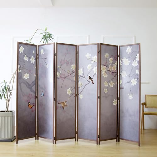 6 Panel Room Divider Screen, Double Faced, Mountain Landscape, 67" H x 94.5" W B114