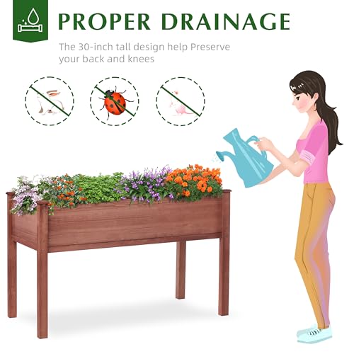 Raised Garden Bed with Legs 40x20x31 Outdoor Wood Planter Box N314255