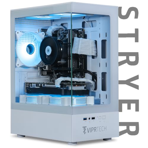 ViprTech Stryker 4.0 Liquid-Cooled Gaming PC, AMD Ryzen 7, RTX 4060, 32GB RAM, 1TB SSD, White N414