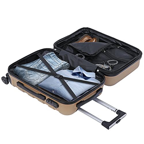 SUPER DEAL 21 Inch Carry On Luggage with Spinner Wheels, Expandable Hardside Suitcase, Black N556