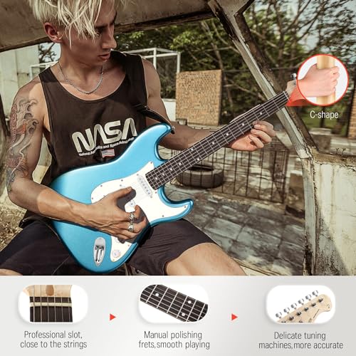 Donner DST-100B 39 Inch Electric Guitar Beginner Kit with Amplifier and Accessories W342