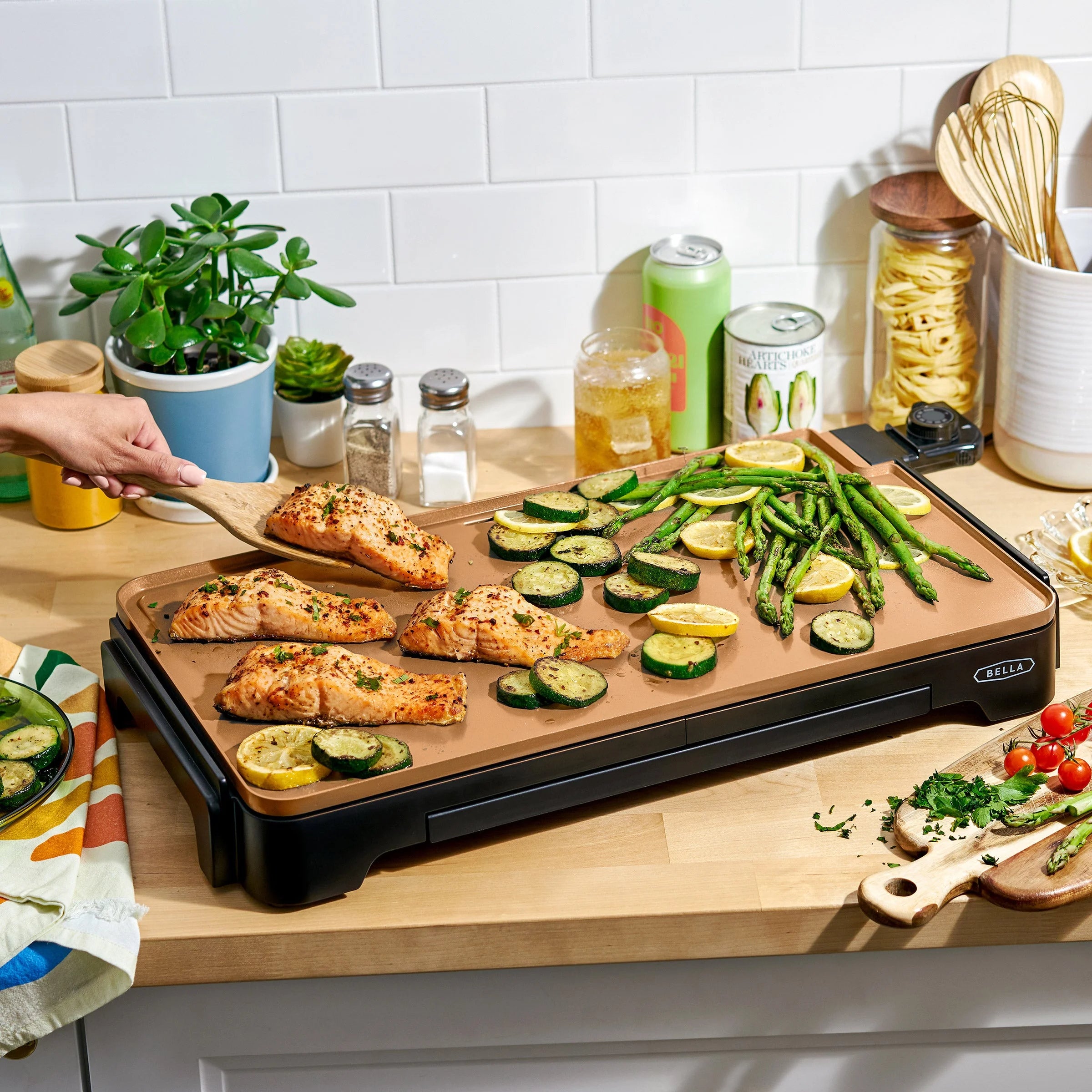 Bella Extra Large Ceramic Griddle with Warming Tray G340