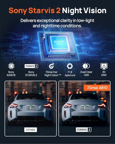 70mai A810 4K Dual Dash Cam Front and Rear with Night Vision I3285